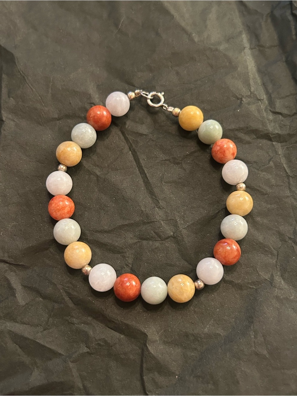 Multi-Color Jade Sterling Silver Bracelet - Women Jewelry